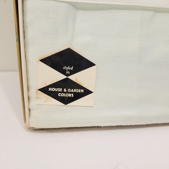 Vtg Linen damask Aqua Tablecloth Napkins Alico Fern Bouquet 52 x 52 Combed Yarn - Picture 3 of 6